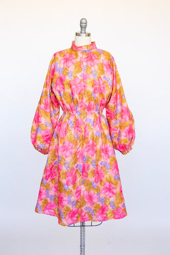 1960s Dress A-Line Printed Mod Floral M