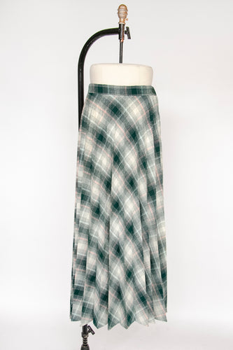 1970s Full Maxi Skirt Tartan Plaid Long M