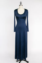 Load image into Gallery viewer, 1970s Maxi Dress  Blue Knit S