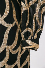 Load image into Gallery viewer, 1960s Dress Metallic Gold Illusion Silk Chiffon Cocktail S