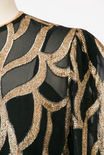 Load image into Gallery viewer, 1960s Dress Metallic Gold Illusion Silk Chiffon Cocktail S