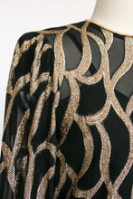 Load image into Gallery viewer, 1960s Dress Metallic Gold Illusion Silk Chiffon Cocktail S