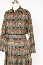 Load image into Gallery viewer, 1980s Ensemble Blouse Skirt Set Arts Crafts Print S