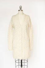 Load image into Gallery viewer, Y2K Wool Knit Irish Cardigan Aran Fisherman Sweater S