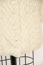 Load image into Gallery viewer, Y2K Wool Knit Irish Cardigan Aran Fisherman Sweater S