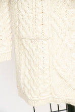 Load image into Gallery viewer, Y2K Wool Knit Irish Cardigan Aran Fisherman Sweater S
