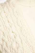 Load image into Gallery viewer, Y2K Wool Knit Irish Cardigan Aran Fisherman Sweater S