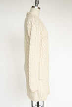 Load image into Gallery viewer, Y2K Wool Knit Irish Cardigan Aran Fisherman Sweater S