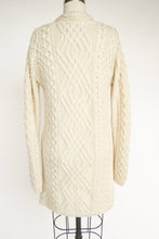 Load image into Gallery viewer, Y2K Wool Knit Irish Cardigan Aran Fisherman Sweater S