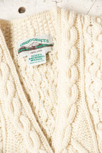 Load image into Gallery viewer, Y2K Wool Knit Irish Cardigan Aran Fisherman Sweater S