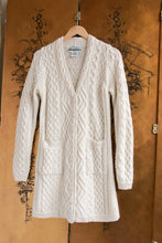 Load image into Gallery viewer, Y2K Wool Knit Irish Cardigan Aran Fisherman Sweater S