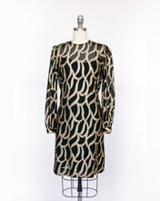 Load image into Gallery viewer, 1960s Dress Metallic Gold Illusion Silk Chiffon Cocktail S