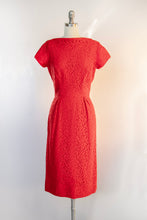 Load image into Gallery viewer, 1950s Dress Red Lace Fitted Cocktail Party S