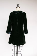 Load image into Gallery viewer, 1960s Mini Dress Velvet Sequin Black Mod S