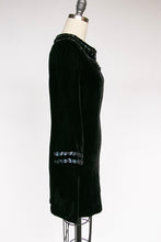 Load image into Gallery viewer, 1960s Mini Dress Velvet Sequin Black Mod S