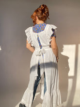 Load image into Gallery viewer, 1970s Apron Maxi Duster Dress Swiss Dot M