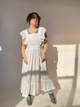 Load image into Gallery viewer, 1970s Apron Maxi Duster Dress Swiss Dot M