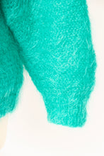 Load image into Gallery viewer, 1960s Sweater Teal Wool Mohair Chunky Oversized M