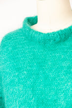 Load image into Gallery viewer, 1960s Sweater Teal Wool Mohair Chunky Oversized M