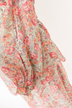 Load image into Gallery viewer, 1970s Dress Floral Nylon Chiffon Bishop Sleeve M