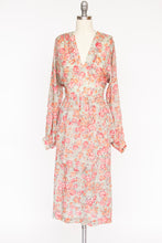 Load image into Gallery viewer, 1970s Dress Floral Nylon Chiffon Bishop Sleeve M