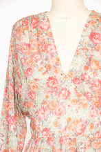Load image into Gallery viewer, 1970s Dress Floral Nylon Chiffon Bishop Sleeve M