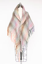 Load image into Gallery viewer, 1970s Wool Mohair Wrap Plaid Poncho Knit Shawl
