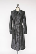 Load image into Gallery viewer, 1970s Dress Metallic Silver Lamé Shirtfront Dagger Collar M