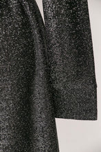 Load image into Gallery viewer, 1970s Dress Metallic Silver Lamé Shirtfront Dagger Collar M