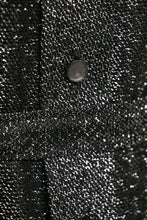 Load image into Gallery viewer, 1970s Dress Metallic Silver Lamé Shirtfront Dagger Collar M
