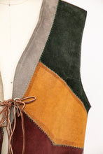 Load image into Gallery viewer, 1970s Patchwork Suede Leather Longline Vest S