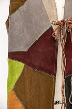 Load image into Gallery viewer, 1970s Patchwork Suede Leather Longline Vest S