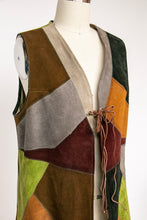 Load image into Gallery viewer, 1970s Patchwork Suede Leather Longline Vest S
