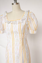 Load image into Gallery viewer, 1970s Maxi Dress Rose Cotton Prairie Peasant S