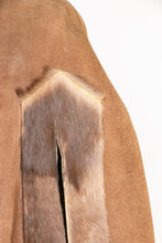 Load image into Gallery viewer, 1970s Cape Brown Suede Coat Leather Patchwork Suede