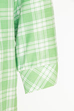Load image into Gallery viewer, 1960s Shirt Dress Ruffle Green Plaid Shift M