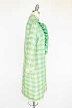Load image into Gallery viewer, 1960s Shirt Dress Ruffle Green Plaid Shift M