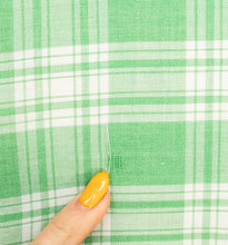 Load image into Gallery viewer, 1960s Shirt Dress Ruffle Green Plaid Shift M