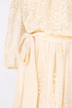 Load image into Gallery viewer, 1970s Dress Chiffon Embroidered Off Shoulder Gilberts for Tally S