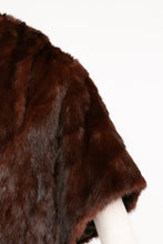 Load image into Gallery viewer, 1950s Fur Stole Mink Brown Plush Fluffy Wrap Caplet
