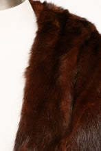 Load image into Gallery viewer, 1950s Fur Stole Mink Brown Plush Fluffy Wrap Caplet