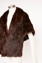 Load image into Gallery viewer, 1950s Fur Stole Mink Brown Plush Fluffy Wrap Caplet
