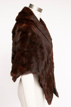 Load image into Gallery viewer, 1950s Fur Stole Mink Brown Plush Fluffy Wrap Caplet