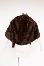 Load image into Gallery viewer, 1950s Fur Stole Mink Brown Plush Fluffy Wrap Caplet