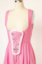 Load image into Gallery viewer, 1970s Dirndl Dress Austrian Cotton Pink Octoberfest S
