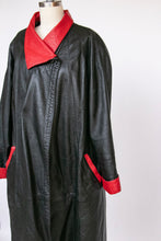 Load image into Gallery viewer, 1980s Leather Jacket Oversized Swing Coat M/S