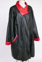 Load image into Gallery viewer, 1980s Leather Jacket Oversized Swing Coat M/S