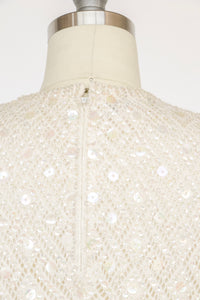 1960s Sequin Top Wool Knit Sleeveless Blouse M