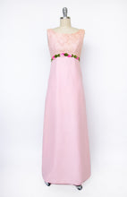 Load image into Gallery viewer, 1960s Dress Chiffon Lace Pink Column Gown XS