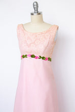Load image into Gallery viewer, 1960s Dress Chiffon Lace Pink Column Gown XS